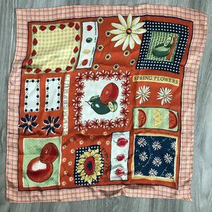 WOMENS SCARF SILK SQUARE RED FRUIT KITCHEN CHEF BAKER SATIN SQUARE